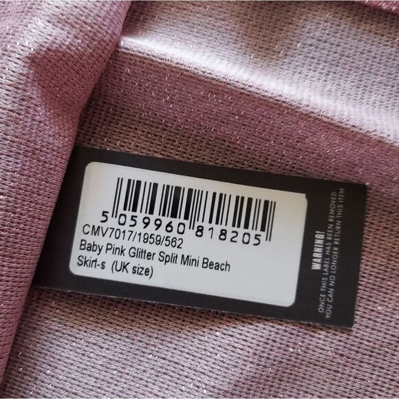 PrettyLittleThing Baby Pink Glitter Split Mini Beach Skirt - Small - Picture 5 of 7